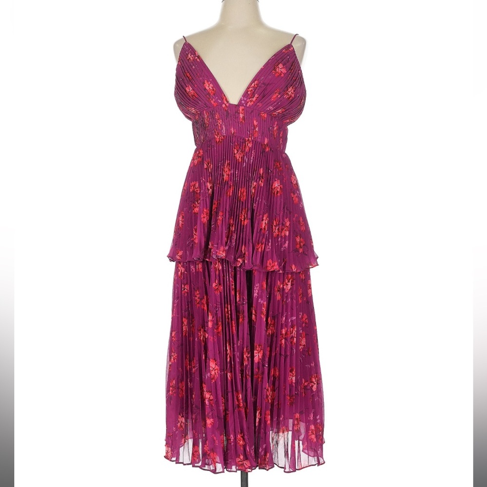 AMUR Floral A-Line Skirt - Pink and Red